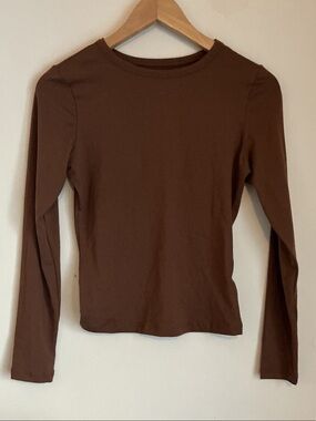 Amazon Long-Sleeve Crewneck Top - Brown
